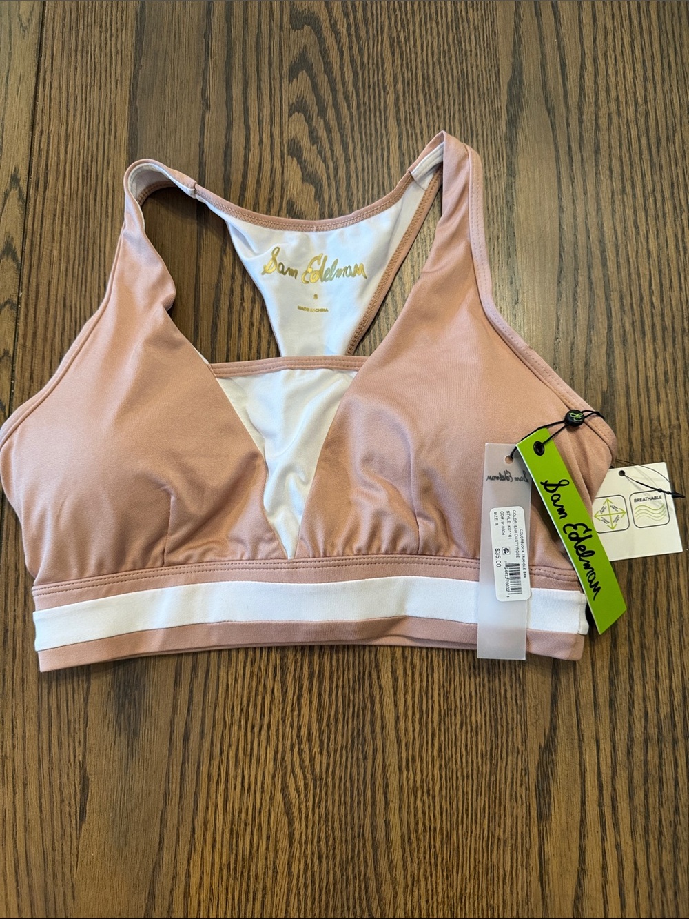 NWT Sam Edelman Rose Blush Racerback Sports Bralette Bra size Small S